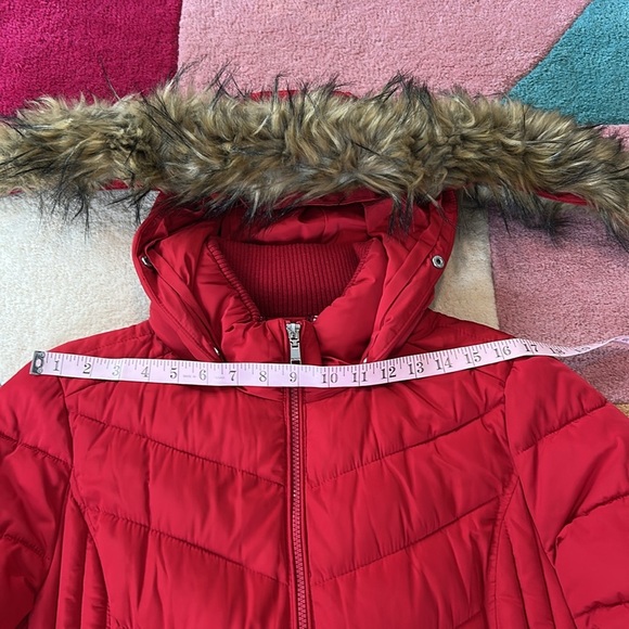 Tommy Hilfiger Chevron Faux-Fur Trim Hooded Puffer Coat NWOT - Picture 11 of 17
